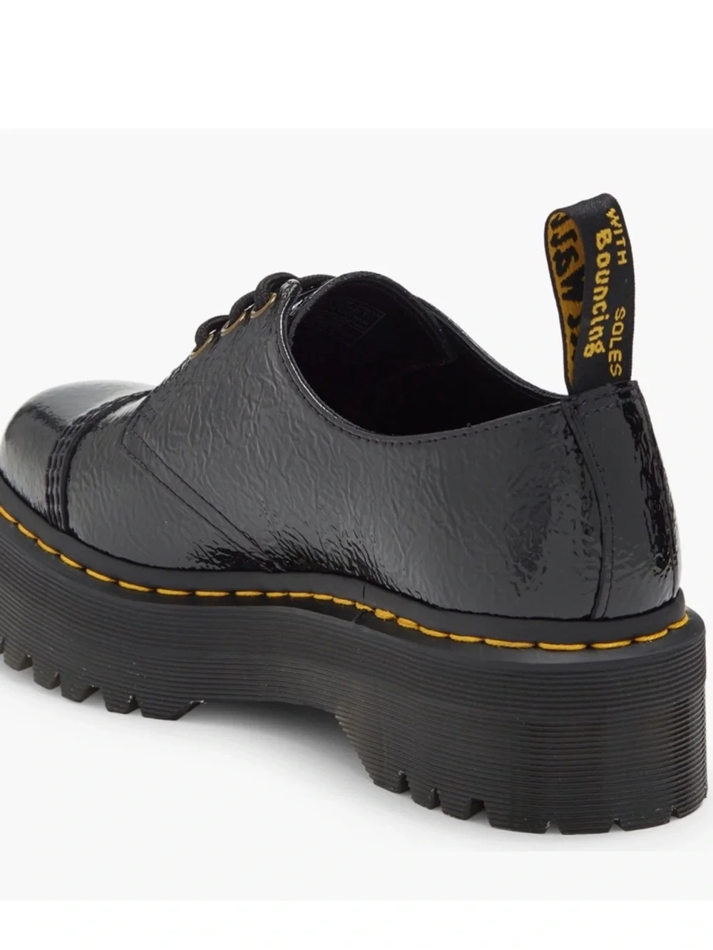 NEW Dr. Martens 1461 Quad TC black platforms distressed patent leather unisex